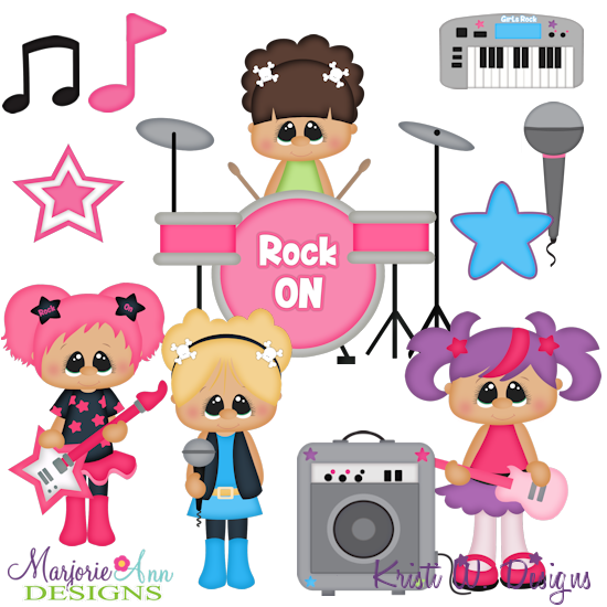 Girls Rock SVG Cutting Files + Clipart - Click Image to Close